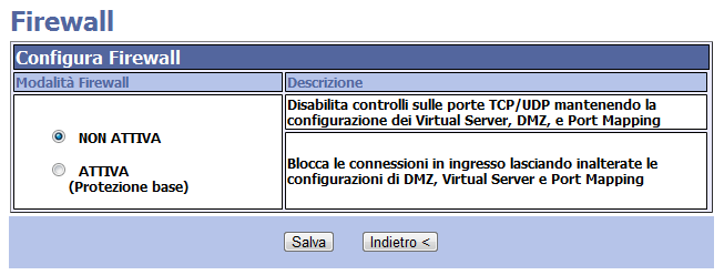 servizio Internet di DNS dinamico. Stato Attivo Stato attivazione del servizio Non attivo Internet di DNS definito.