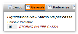 Nella pagina di definizione dei parametri per la generazione delle registrazioni contabili è stata aggiunta la causale per raccogliere la scrittura di storno.