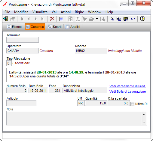 9.3.3 Versamenti di Produzione Nella pagina Generale dei versamenti di produzione è stato aggiunto un collegamento che permette di visualizzare l eventuale rilevazione di