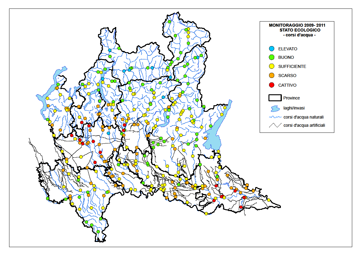 Monitoraggio Acque Superficiali ARPA effettua il monitoraggio biologico, fisico-chimico e chimico delle acque superficiali (corsi d acqua e laghi) attraverso una rete costituita da: 355 punti di