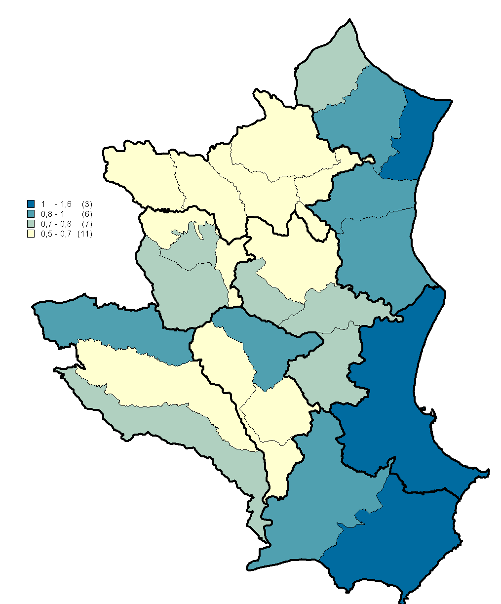 Figura 7: Mappa dei differenziali delle quotazioni