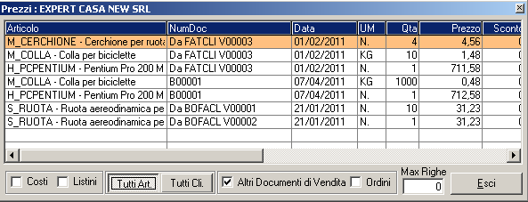 - 38 - Manuale di Aggiornamento 3.3 Lista prezzi per Articolo e per Cliente/Fornitore È ora possibile visualizzare la maschera della lista prezzi (richiamabile sui documenti con il tasto F9).