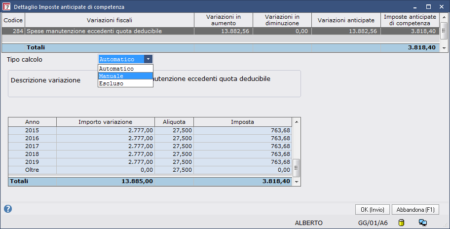 i dati relativi ad incrementi, decrementi e riduzioni devono essere inseriti manualmente tramite i tasti dettaglio in questa sezione riportare eventuali rendimenti attribuiti da partecipate il dato