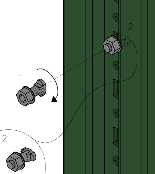 MONTAGGIO COLONNA Accoppiare tra loro le due semicolonne, utilizzando le viti M12x26 con testa a martello; il numero e la posizione di questi bulloni sono specificati nelle pagine seguenti.