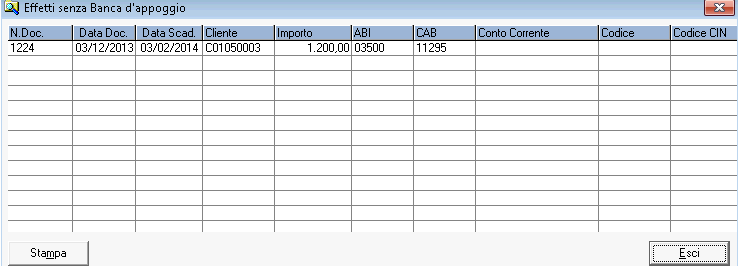 - 20 - Manuale di Aggiornamento 2) Controllo che nella banca del cliente definita nella scadenza sia presente il codice IBAN (in aggiunta al controllo già esistente della presenza della banca cliente