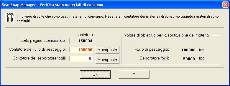 7. Fare click destro sull'icona di "ScanSnap Manager" nella barra di avvio e selezionare [Controlla materiali di consumo] nella finestra di dialogo che appare.