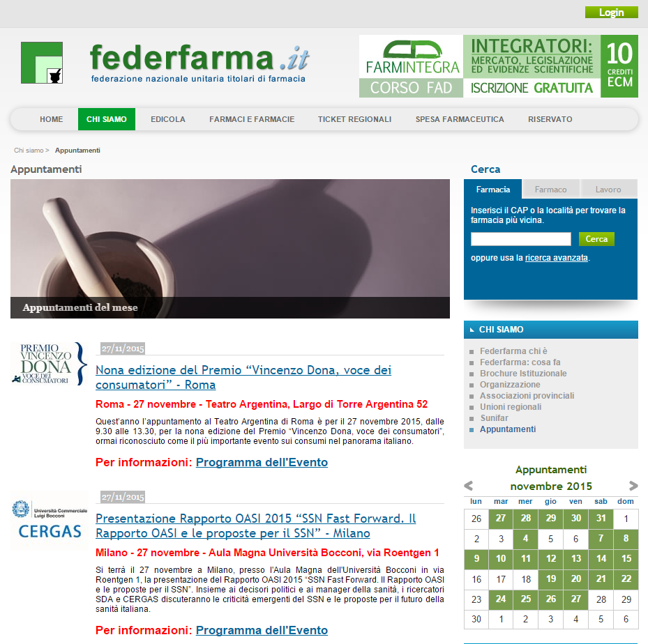 Servizio di FarmIntegra: è una piattaforma di e-learning per la formazione a distanza a cui le farmacie posso accedere (third part integration).