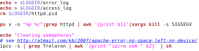 Figura 3.6: Codice Handle Timeout per caso di studio Apache Queste linee di codice uccidono i processi legati al lancio dello script comando.sh.