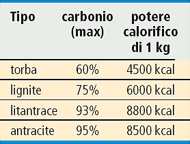 Torba: di recente formazione, rappresenta il prodotto della decomposizione di alghe, muschi e graminacee che si trovano nelle paludi o nelle brughiere.