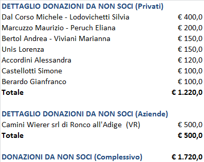 3) da Enti Pubblici (915,00 ), contributo II Circoscrizione Città di Verona per corsi di formazione di base dell Associazione erogati nell anno 2013; 4) da 5 x mille (9.