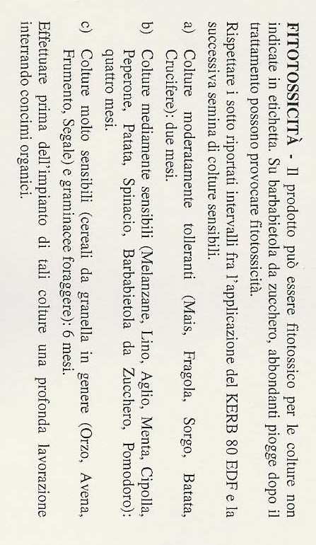 colture in successione o nelle vicinanze FITOTOSSICITÀ: Non trattare in giornate ventilate o