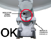 Altri accessori Istruzioni di montaggio in modalità USALS 4 Fissare la parabola al tubo del r o t o r e s e n z a s t r i n g e r e definitivamente la morsa di fissaggio parabola.