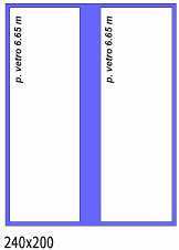 Codice: 140x260 Superficie del serramento [mq] : 3.64 Perimetro del vetro [m] : 12.