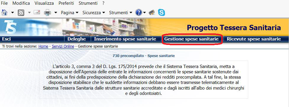 Help in linea Faith invio fatture Sistema TS 13 Dopo aver fatto accesso, cliccare a sinistra nel menu la voce "Gestione dati di spesa 730": Elenco fatture/ricevute inviate Per avere l'elenco delle