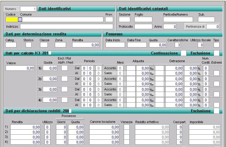 Gestione Dichiarazioni 26 La funzione CTRL + I - "per Collegamento ICI" attivata dal quadro A e B prevede un collegamento diretto all'applicativo ICI, come in esempio riferito al Quadro B: Qualora il