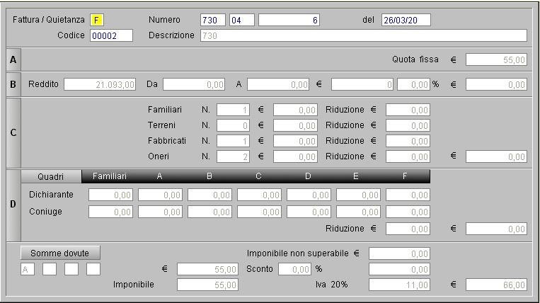 Gestione Dichiarazioni 64 Stampa del documento Una volta terminata la compilazione del documento con conseguente salvataggio tramite il tasto funzione F2 e in presenza di dichiarazione nello stato di