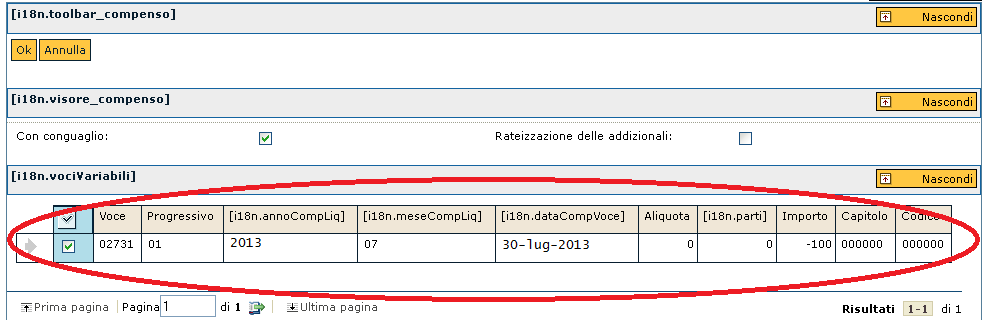 La descrizione del DG Compenso sarà Recupero voci variabili contratto n. xx del gg/mm/aa Descrizione del Contratto. Per liquidare le voci, sarà necessario calcolare il documento.