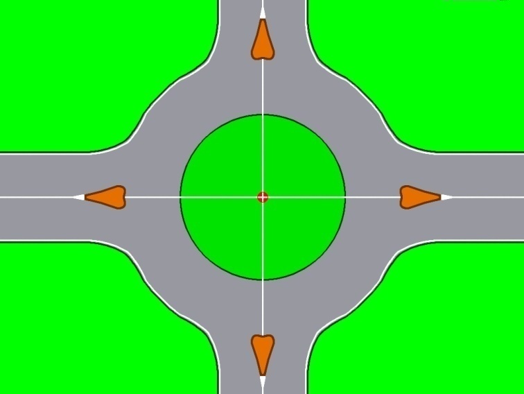 COSTRUZIONE DI UNA ROTATORIA La realizzazione di una rotatoria in una intersezione è di una semplicità estrema, trattandosi di un elementare disegno geometrico, con un progetto che deve essere