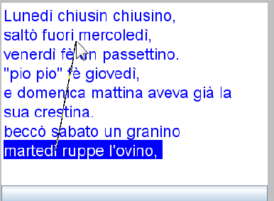 Testo : ordina agli elementi L'utente deve riordinare gli elementi (parole o paragrafi) che vengono visualizzati in disordine nel testo.