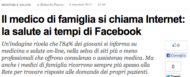 SI STIMA CHE SU GOOGLE IL 5% DI TUTTE LE RICERCHE RIGUARDA LA SALUTE, UNA INDAGINE CONDOTTA NEGLI STATI UNITI