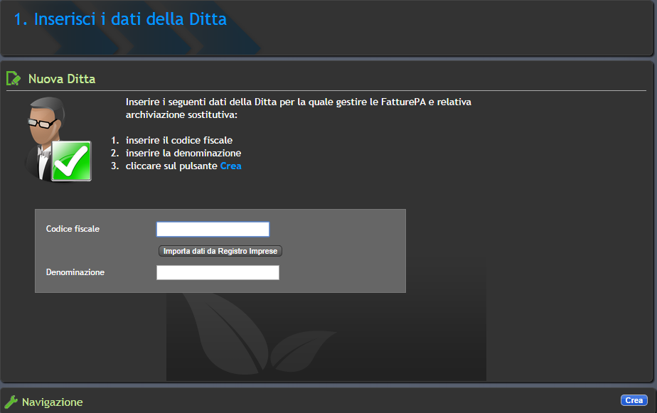 Cliccare su FATT-PA Si aprirà la seguente schermata, per inserire l anagrafica di un cliente (solo la prima