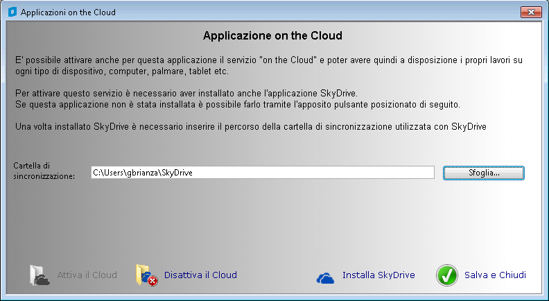 7.3. Funzionalità Cloud 7.3.1. Sikuro on the Cloud Abbiamo visto la procedura di installazione di SkyDrive, vediamo ora come utilizzare la nuova funzionalità del nostro software Sikuro.