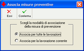 Dopo aver deciso quali misure utilizzare la procedura propone una finestra dalla quale si potrà decidere se collegare la misura