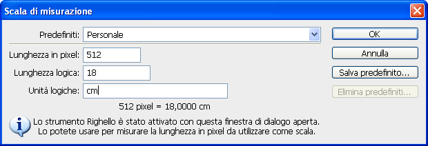 34 Appendice La scala di misurazione può essere salvata come predefinita e riutilizzata successivamente.