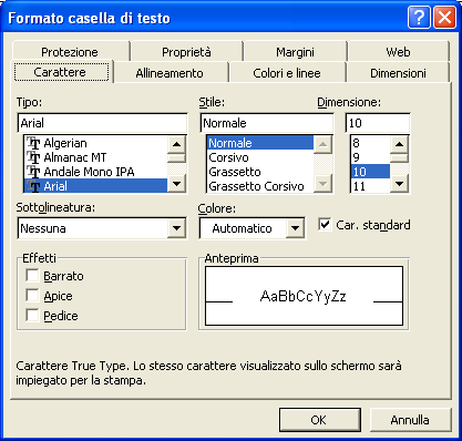 Formattare il testo in una casella di testo per immagini guida avanzata Scegliere carattere e dimensioni che siano leggibili nella casella di