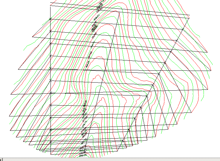 Per fare questo portiamoci nel CAD di DISCAV e tracciamo due linee direttric i che collegano gli estremi della prima e dell ultima curva di livello della zona da risagomare.