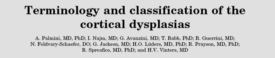 Type I Architectural Dysplasia Type I A Cytoarchitectural Dysplasia Type I B Type II Taylor s