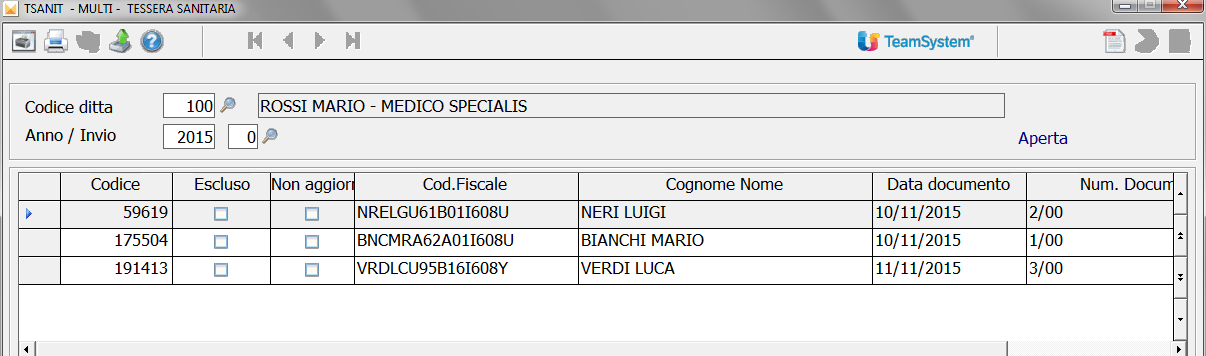 IMPLEMENTAZIONI Dopo aver definito i parametri e confermato l importazione da Prima Nota si potrà procedere alla verifica dei documenti prelevati dalla scelta Gestione tessera sanitaria.