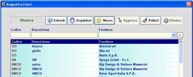 Ad gni Marca può essere assciata una Sigla che di slit rappresenta il cdice mnemnic cn il quale l Utente identifica il Frnitre il Prduttre dell Articl.