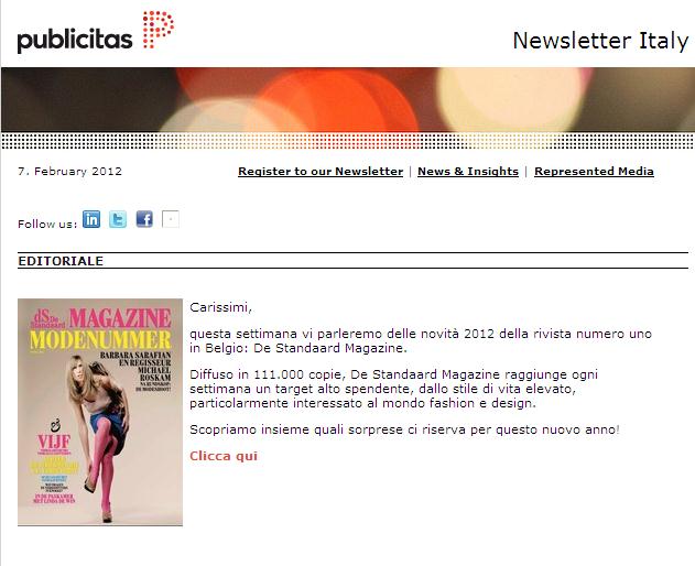 Publicitas: newsletter e sito internet La newsletter Publicitas raggiunge oltre 2.