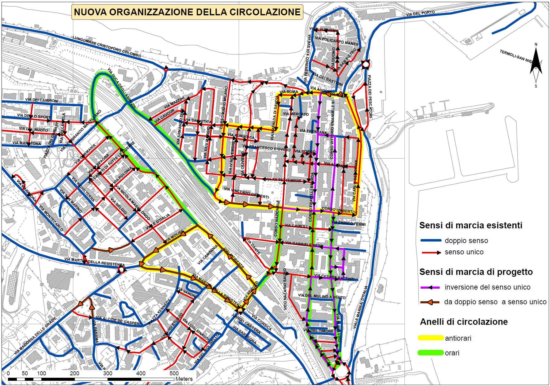 Scenario di progetto 4 (ipotesi migliore) - - - Razionalizzazione della rete viaria con la definizione di una rete di viabilità principale, definita anche nell area urbana Aumento della