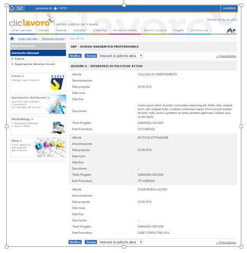 sezini. Il pulsante Prendi in caric la SAP si trva nella Sezine 0 Dati di invi della SAP. Gli altri CPI pssn visualizzare tutte le sezini della SAP ma mdificare sl la Sezine 6 delle plitiche attive.