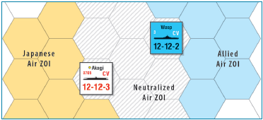 6.4 Zona di Influenza (ZOI) degli Aerei Tutte le unità aeree e portaerei in rifornimento hanno una ZOI di 2 esagoni.