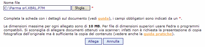 Il documento principale di bilancio per il soggetto obbligato è il prospetto contabile in formato XBRL: nella funzione Aggiungi Bilancio va selezionata quindi l'opzione BILANCIO XBRL, specificando la