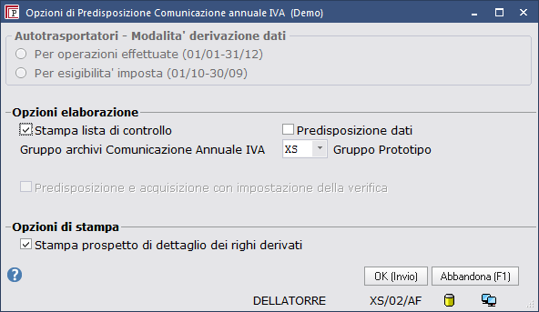 La procedura emetter la stampa contenente i dati da inserire in Comunicazione IVA Annuale.