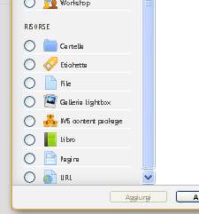 Dopo aver salvato lamodifica, la nuova Risorsa/Attività risulterà inserita al Corso.