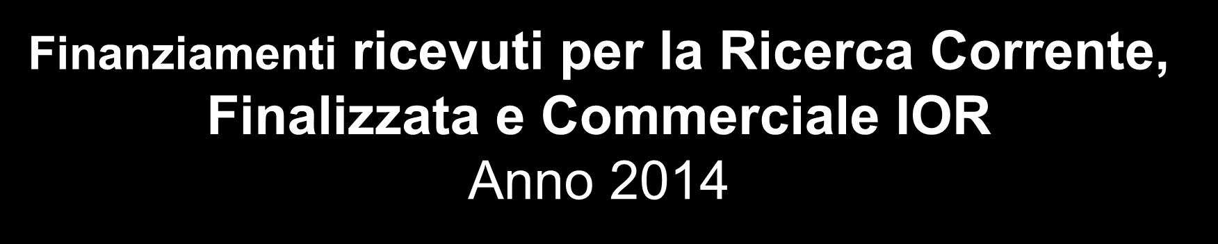 Finanziamenti ricevuti per la Ricerca Corrente, Finalizzata e Commerciale IOR Anno 2014 Ricerca Corrente 5.314.696,85 5 per Mille 590.