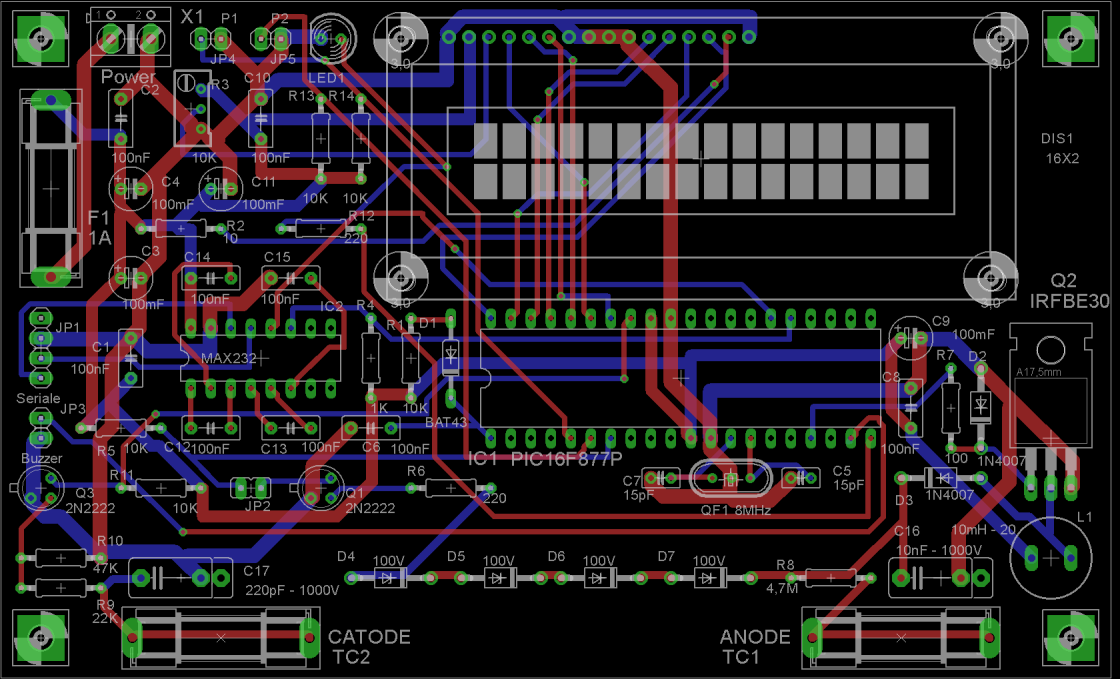 lo schema, utilizzando il software Eagle Cadsoft.