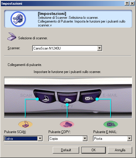 Capitolo 3 Utilizzo di Pulsanti Scanner Cambiamento delle Funzioni del Pulsanti Scanner (2/2) 4. Cliccare il pulsante [OK]. Con questa procedura si può cambiare la funzione del pulsante.