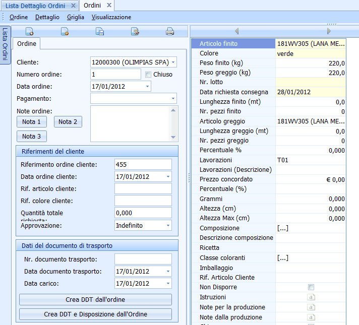 56 5.1.1 DyeMrp Ordini per miste Un ordine può contenere i dati di una sola mista. Non c'è un limite al numero di fibre che può essere contenuto nella mista.