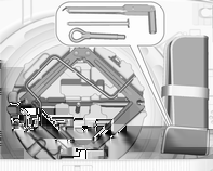 Cura del veicolo 265 Variante 3: tre volumi a 4 porte con ruotino di scorta o ruota di scorta regolare Il martinetto e gli attrezzi sono nella cassetta porta attrezzi sotto la ruota di scorta nel