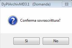 Qualora venisse indicato un barcode già associato ad un altro file xml, il programma espone un messaggio simile al seguente.