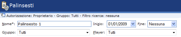 57 Guida all'uso della piattaforma Web Signage Gruppo: E' una lista a discesa, dove è possibile applicare un filtro per la visualizzazione dei palinsesti associati al gruppo selezionato.