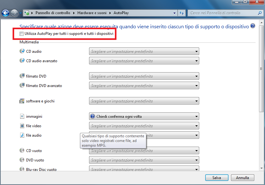 Disattivare la funzione Autoplay sui supporti rimovibili Quando si inserisce un dispositivo USB in un computer che monta Windows 7 come un pendrive USB (le chiavette ) o un lettori MP3 si attiva la