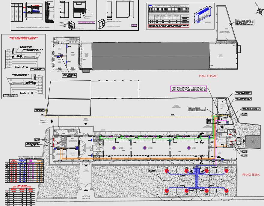 Tavola di posizionamento e dettaglio dei sistemi impiantistici 12/17/2014 IMPIANTI TERMICI Impianto geotermico integrato con caldaia a condensazione (per i periodi di punta) costituito 8 sonde