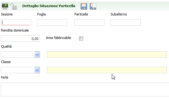 P a g i n a 44 partenza su cui imposta nel campo DATA FINE il giorno precedente la decorrenza della variazione. Elenco Particelle cliccando sull icona terreno.